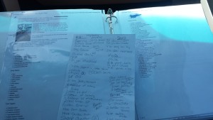 The printed grocery list and my hand-written list. I tend to remember what is on my list if I write it down. I write it down by aisle in Aldi. 